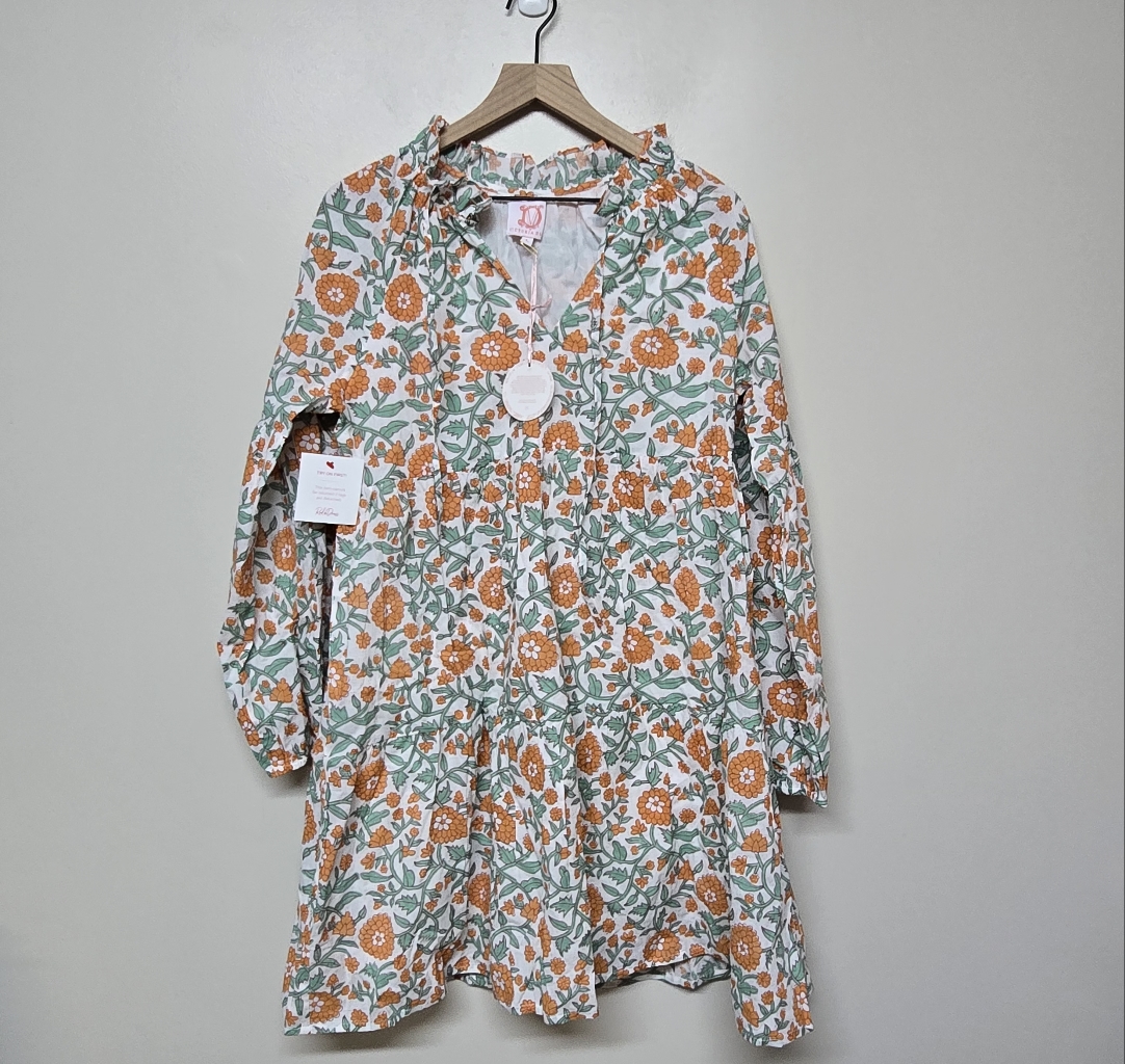 Victoria Dunn Womens Floral Knee Length Dress Sz L Spring Boho Nwt